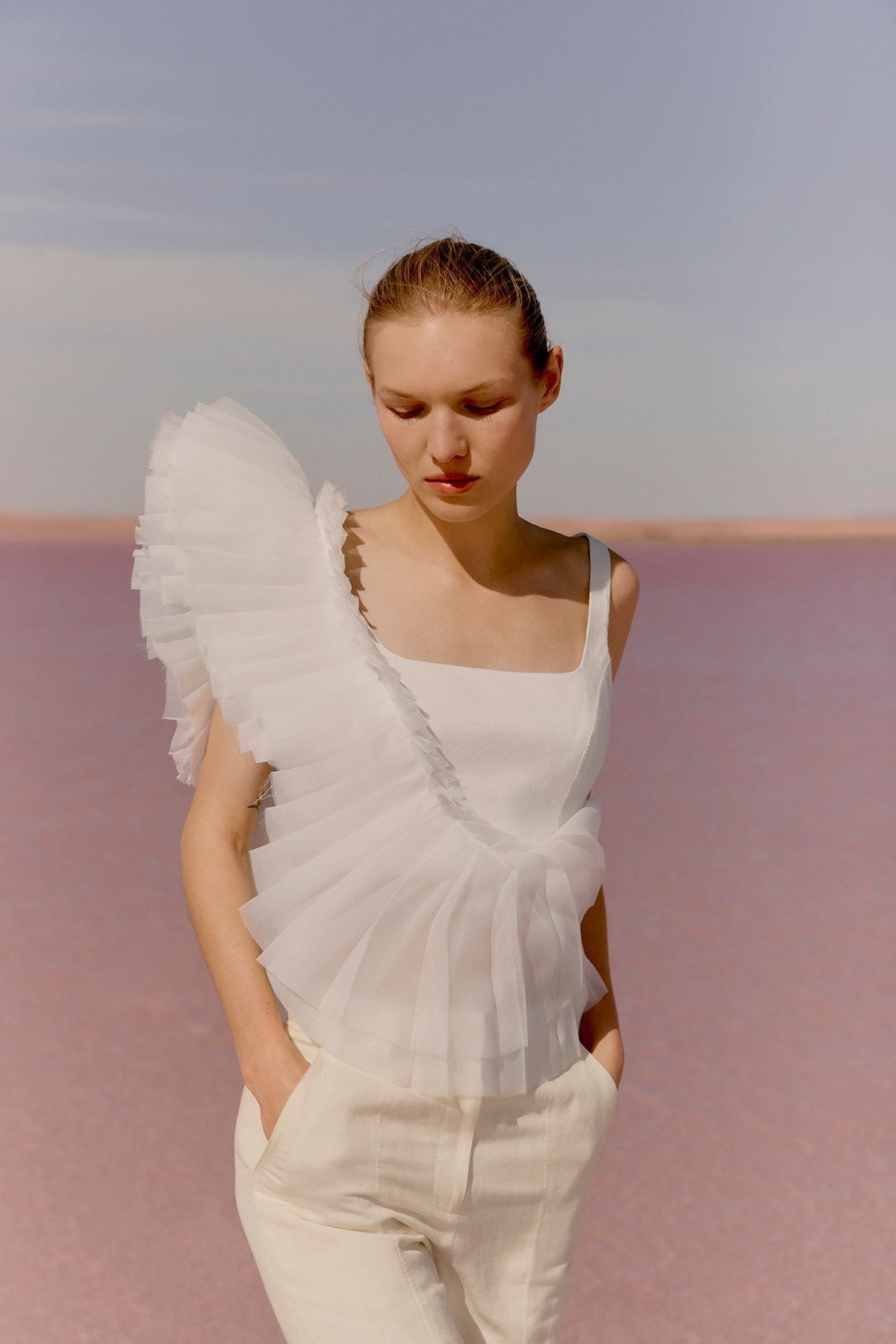 Women Orbit Sculptural Pleated Top | Aje