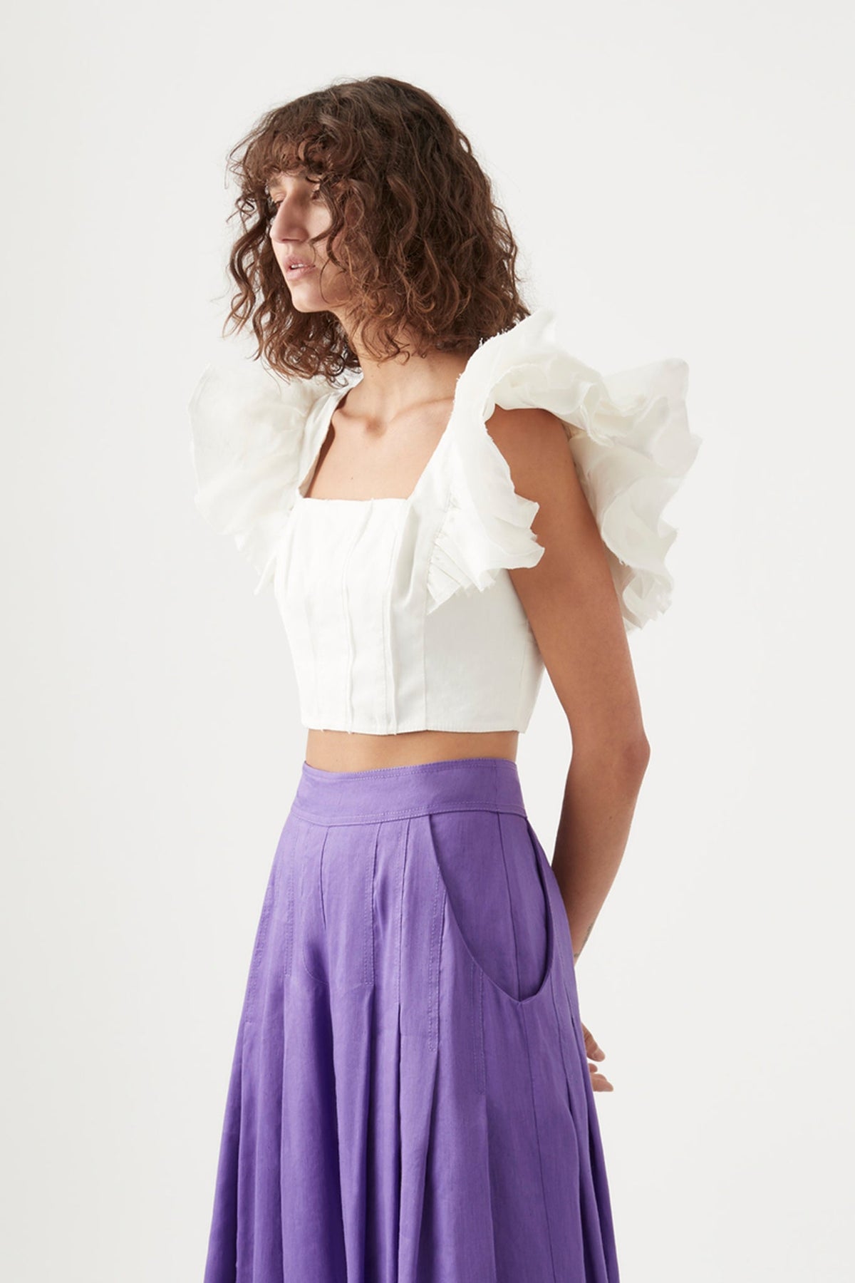 Women Vanades Frill Crop Top | Aje