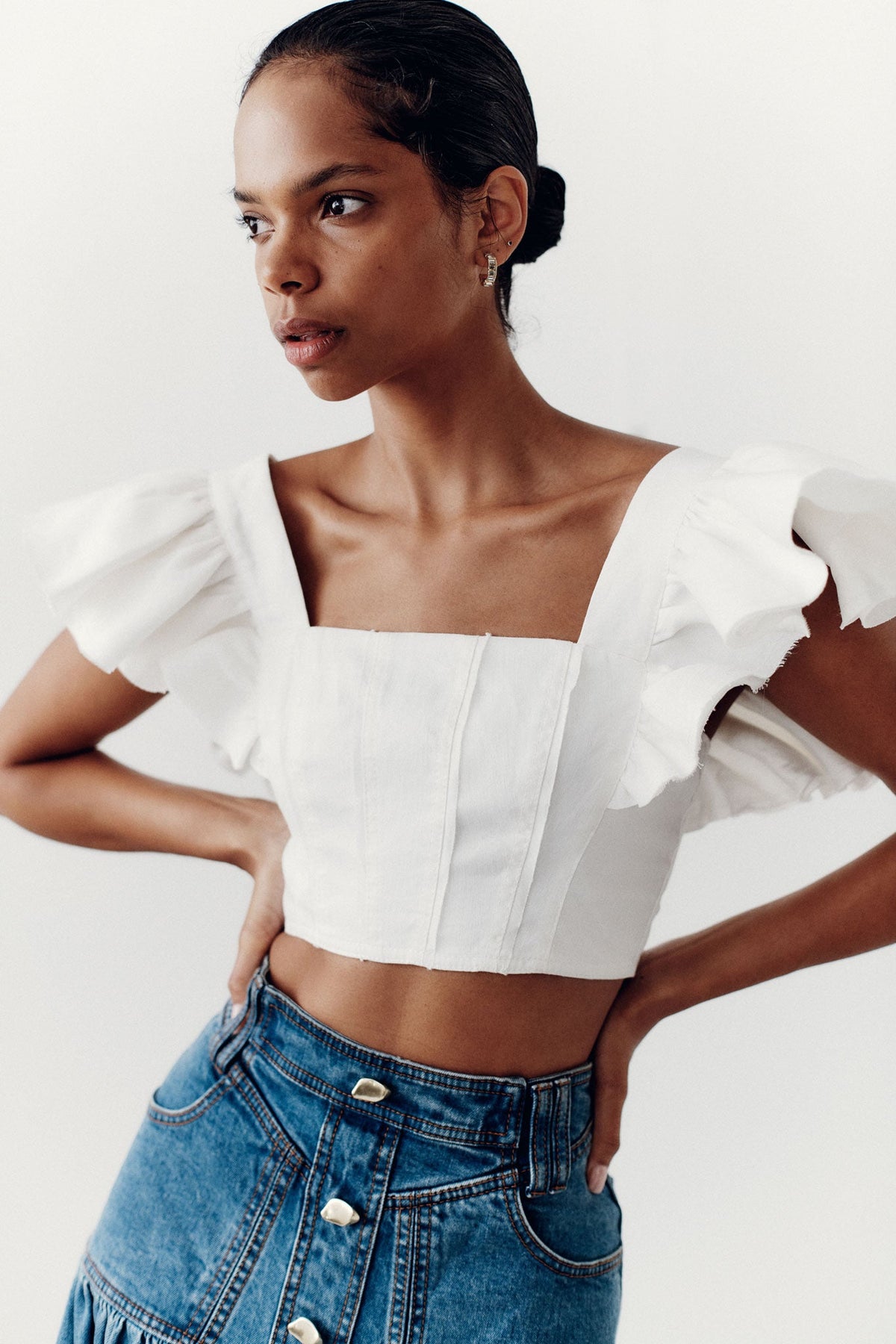 Women Vanades Frill Crop Top | Aje