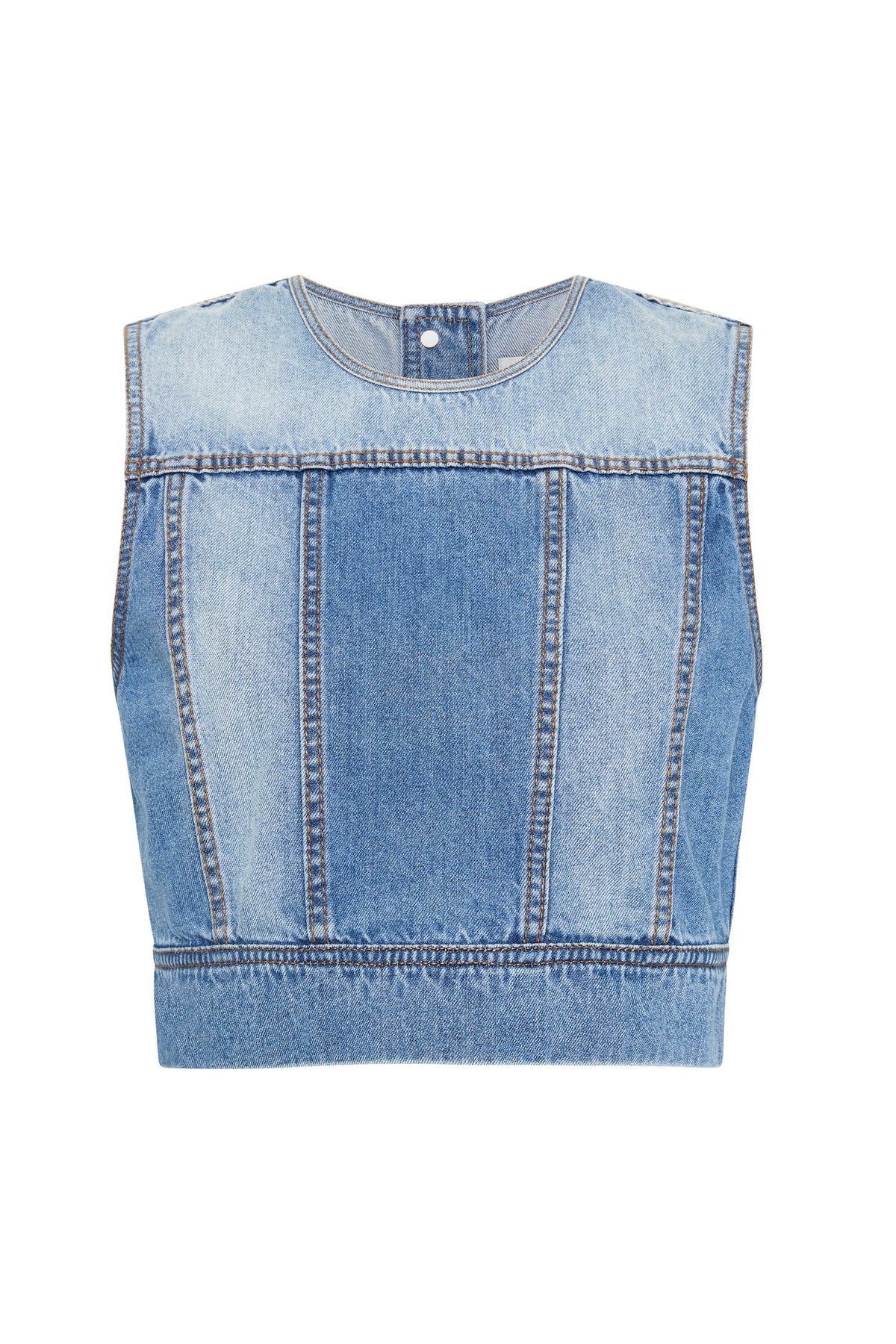 Women Ines Panelled Denim Shell Top | Aje