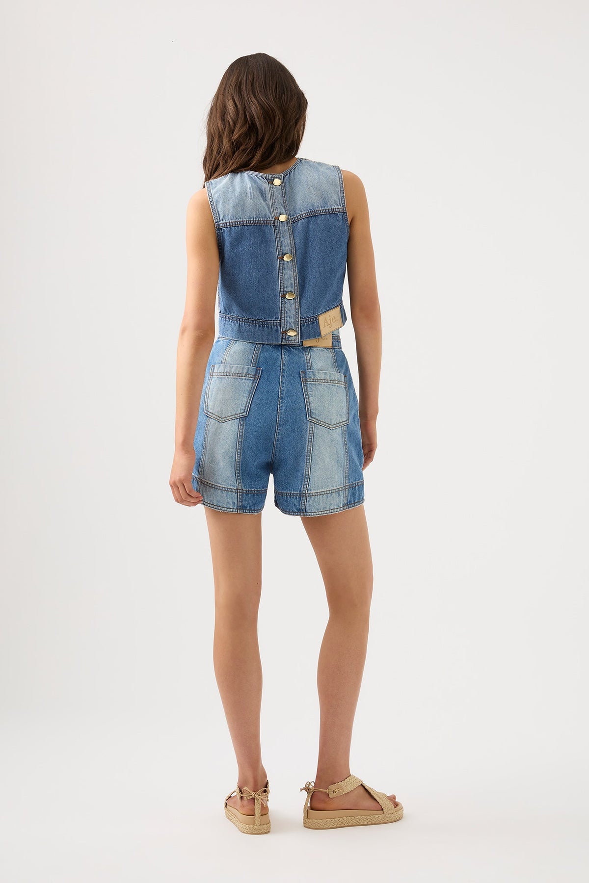 Women Ines Panelled Denim Shell Top | Aje