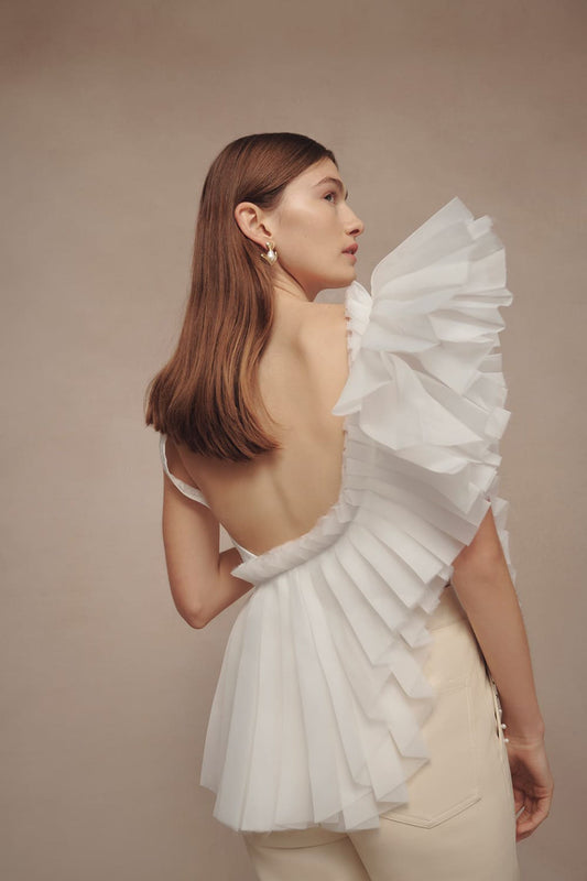 Women Orbit Sculptural Pleated Top | Aje