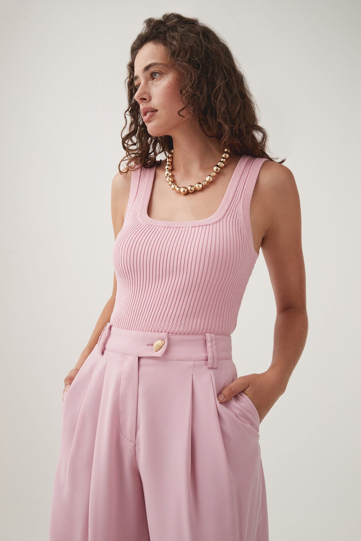 Women Bronte Scoop Neck Rib Tank | Aje