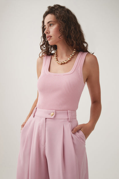 Women Bronte Scoop Neck Rib Tank | Aje