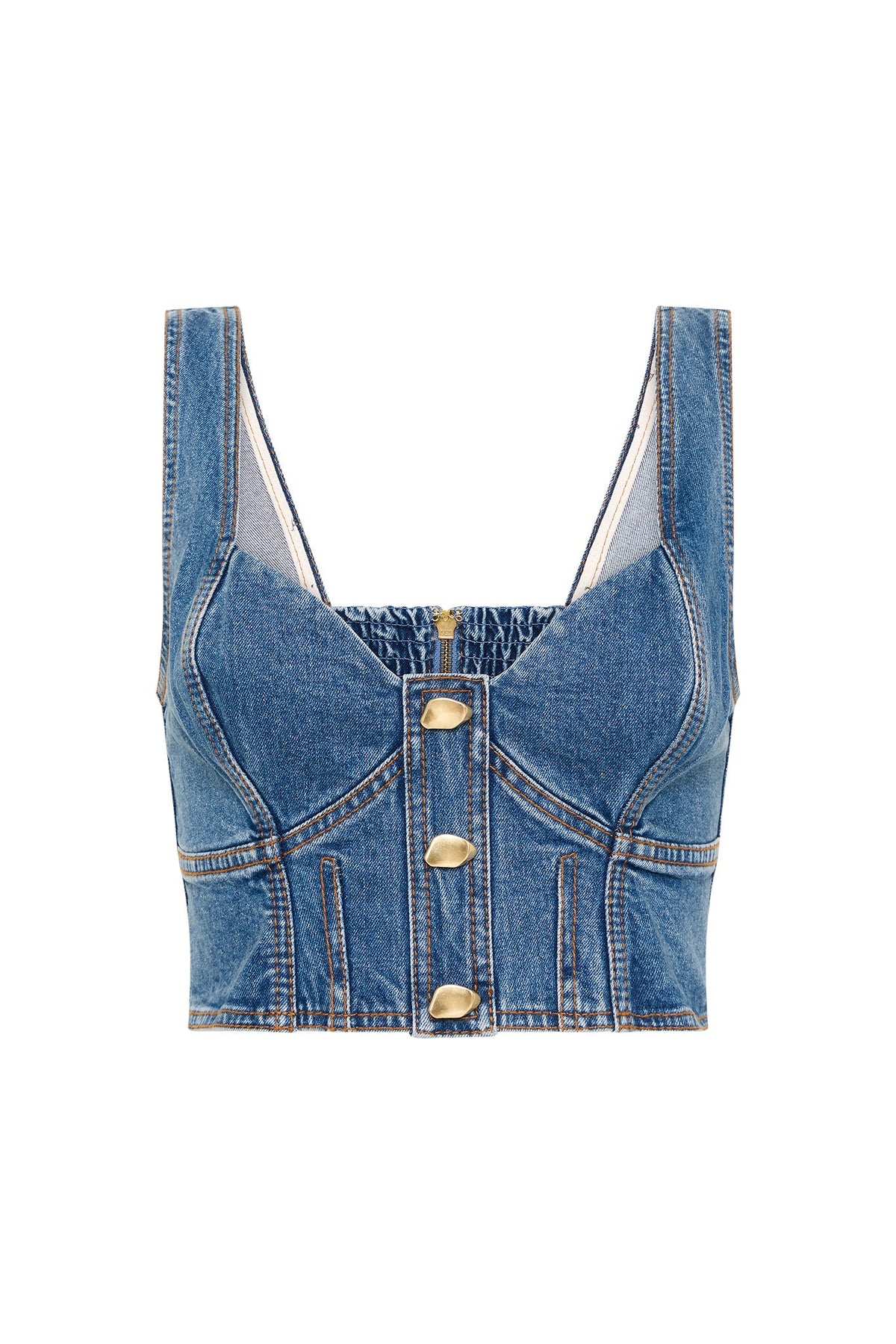 Women Elena Denim Cropped Bustier | Aje