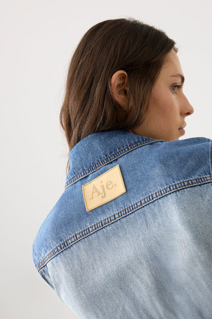 Women Ines Panelled Denim Playsuit | Aje