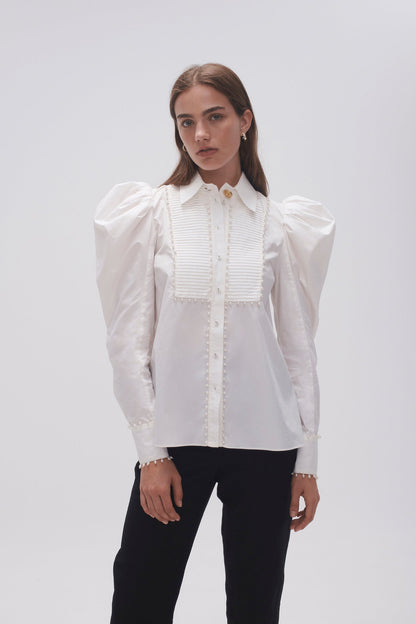 Women Florence Pearl Trim Blouse | Aje