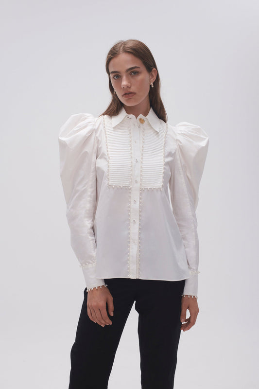 Women Florence Pearl Trim Blouse | Aje