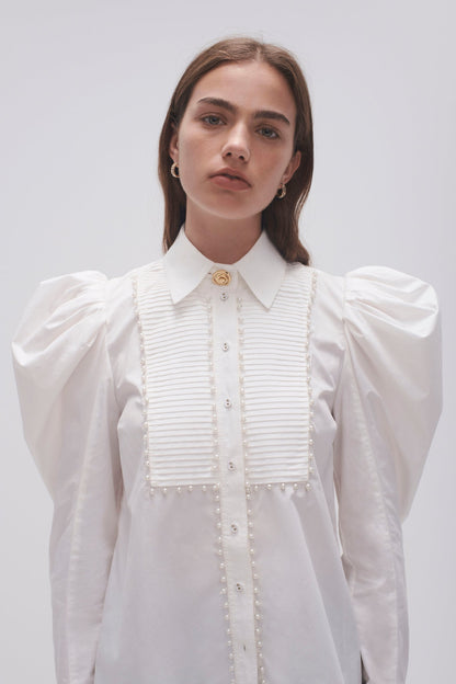 Women Florence Pearl Trim Blouse | Aje
