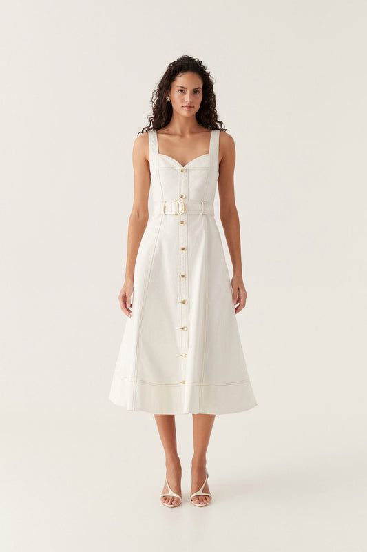 Women Clay Belted Denim Midi Dress | Aje
