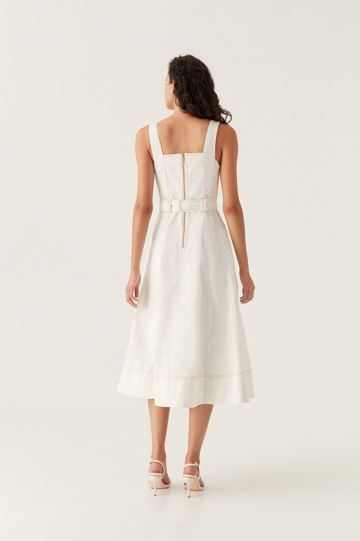 Women Clay Belted Denim Midi Dress | Aje