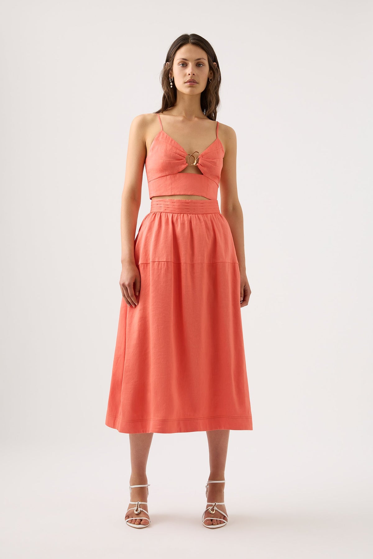 Women Shelly Flare Tuck Midi Skirt | Aje