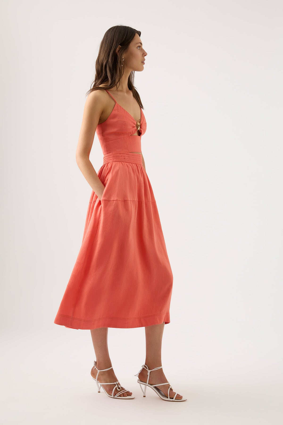 Women Shelly Flare Tuck Midi Skirt | Aje