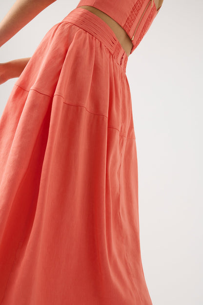 Women Shelly Flare Tuck Midi Skirt | Aje