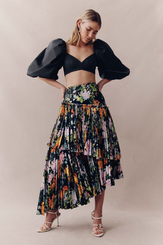 Women Alice Pleated Asymmetric Midi Skirt | Aje
