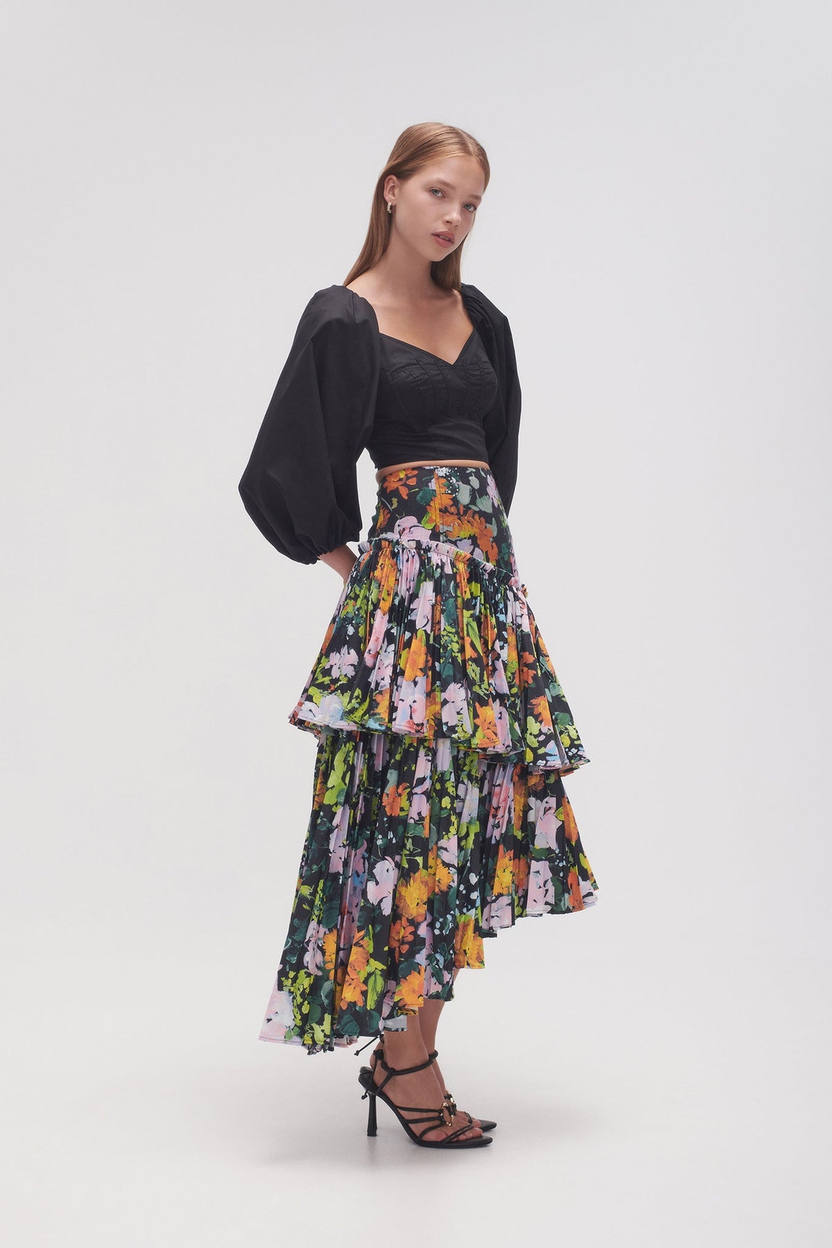 Women Alice Pleated Asymmetric Midi Skirt | Aje