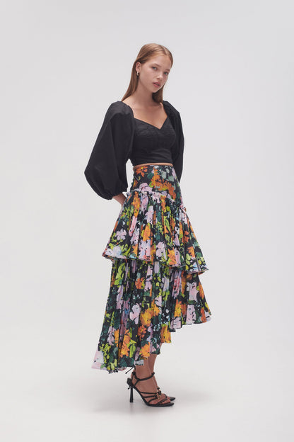 Women Alice Pleated Asymmetric Midi Skirt | Aje