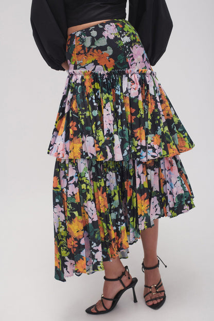 Women Alice Pleated Asymmetric Midi Skirt | Aje