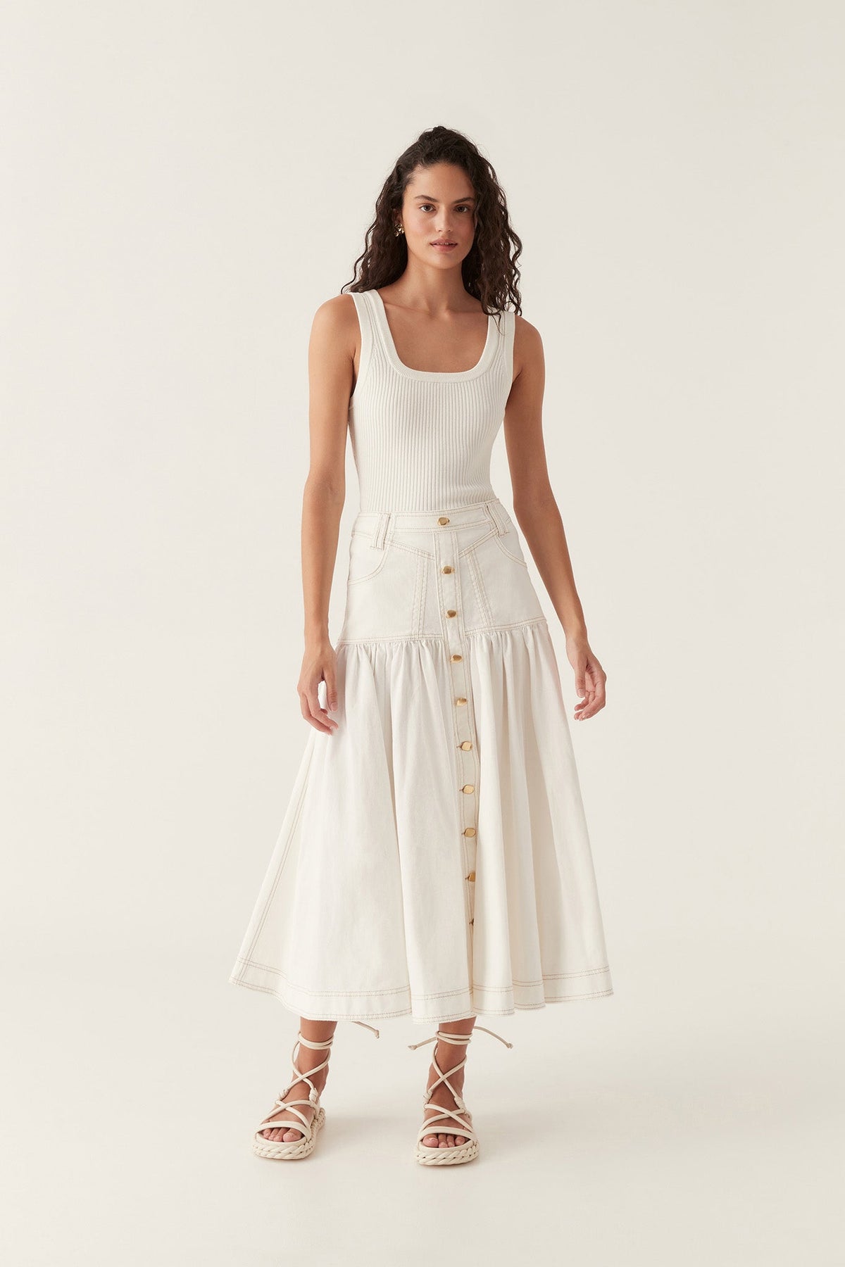 Women Belmond Denim Midi Skirt | Aje