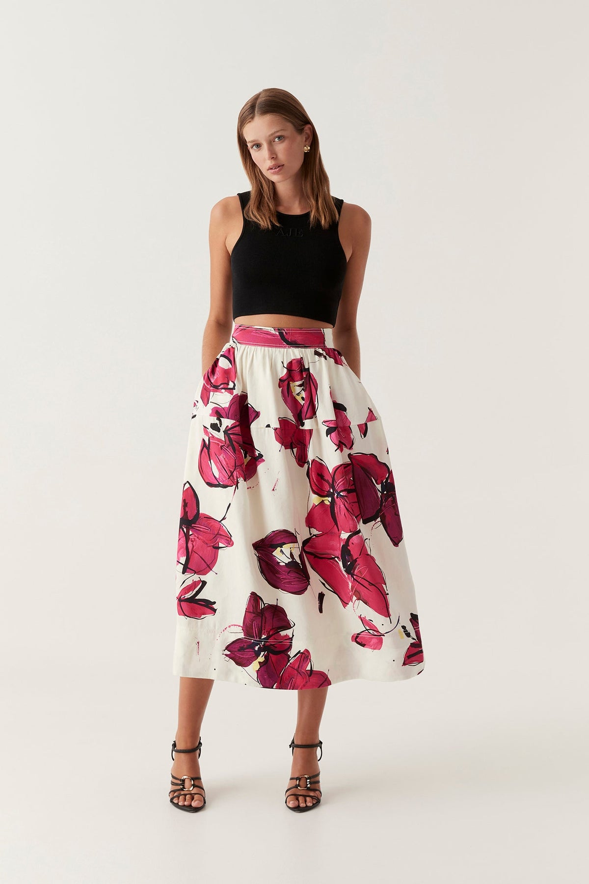 Women Lottie Gathered Midi Skirt | Aje