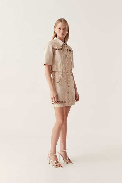 Women Effie Braid Denim Mini Skirt | Aje