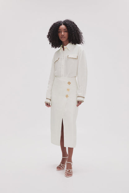 Women Araminta Wrap Front Midi Skirt | Aje