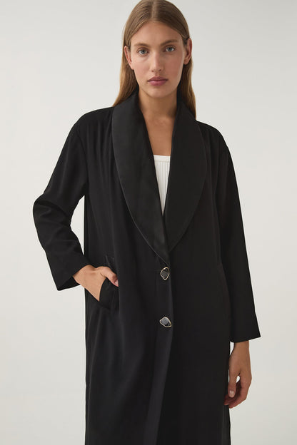 Women Kara Long Line Crepe Coat | Aje