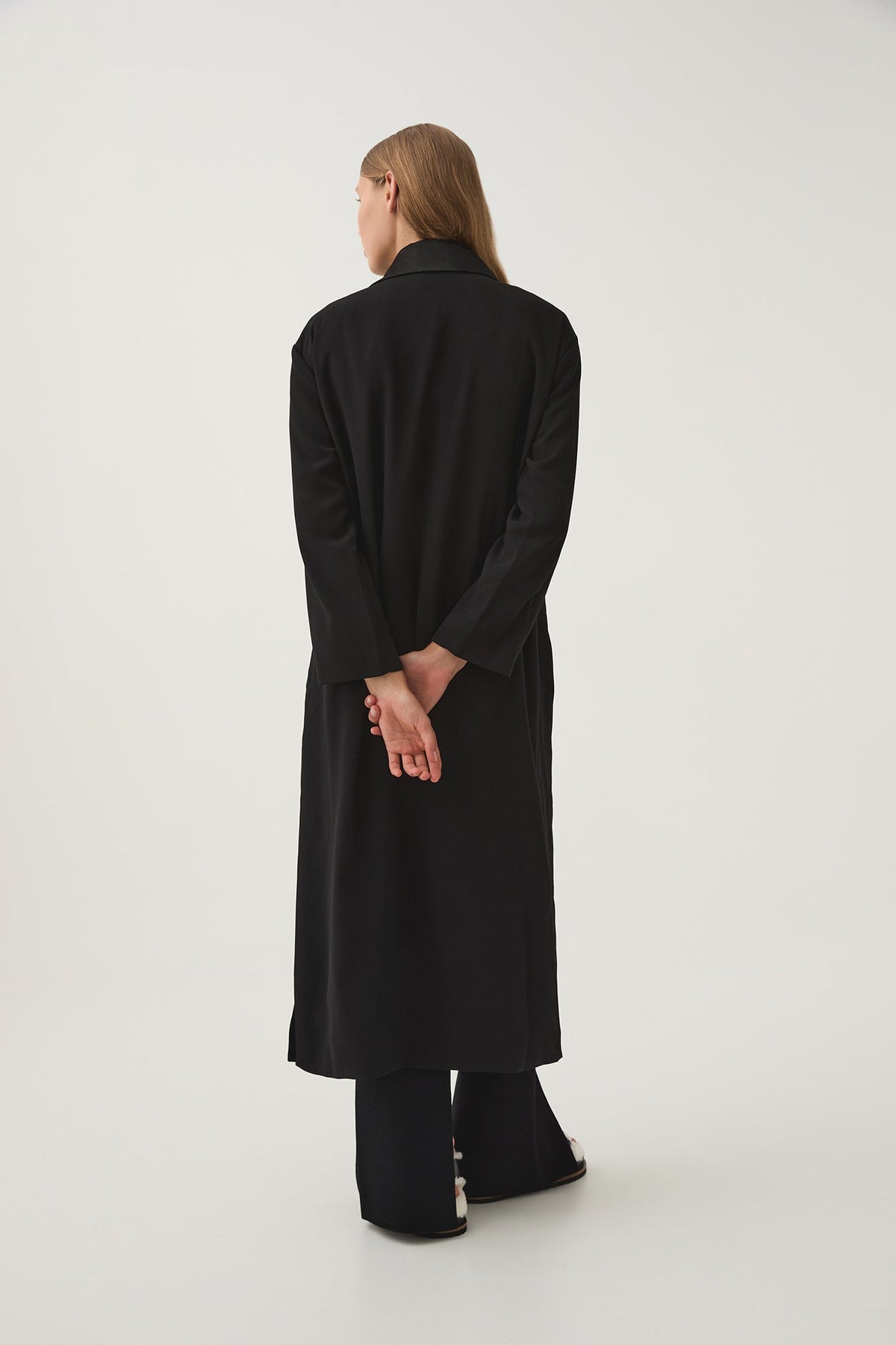 Women Kara Long Line Crepe Coat | Aje