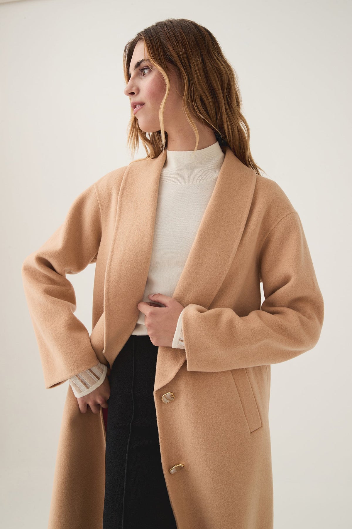 Women Modular Long Line Wool Coat | Aje