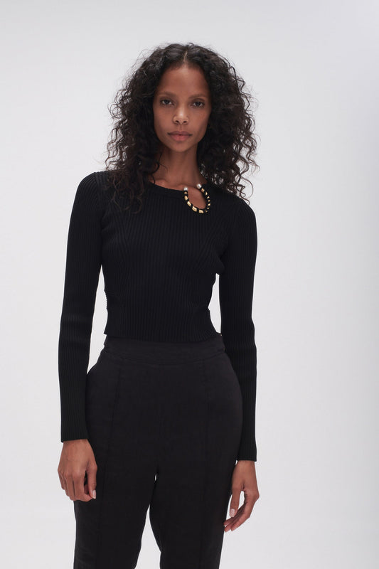 Women Crescent Knit Crop Top | Aje