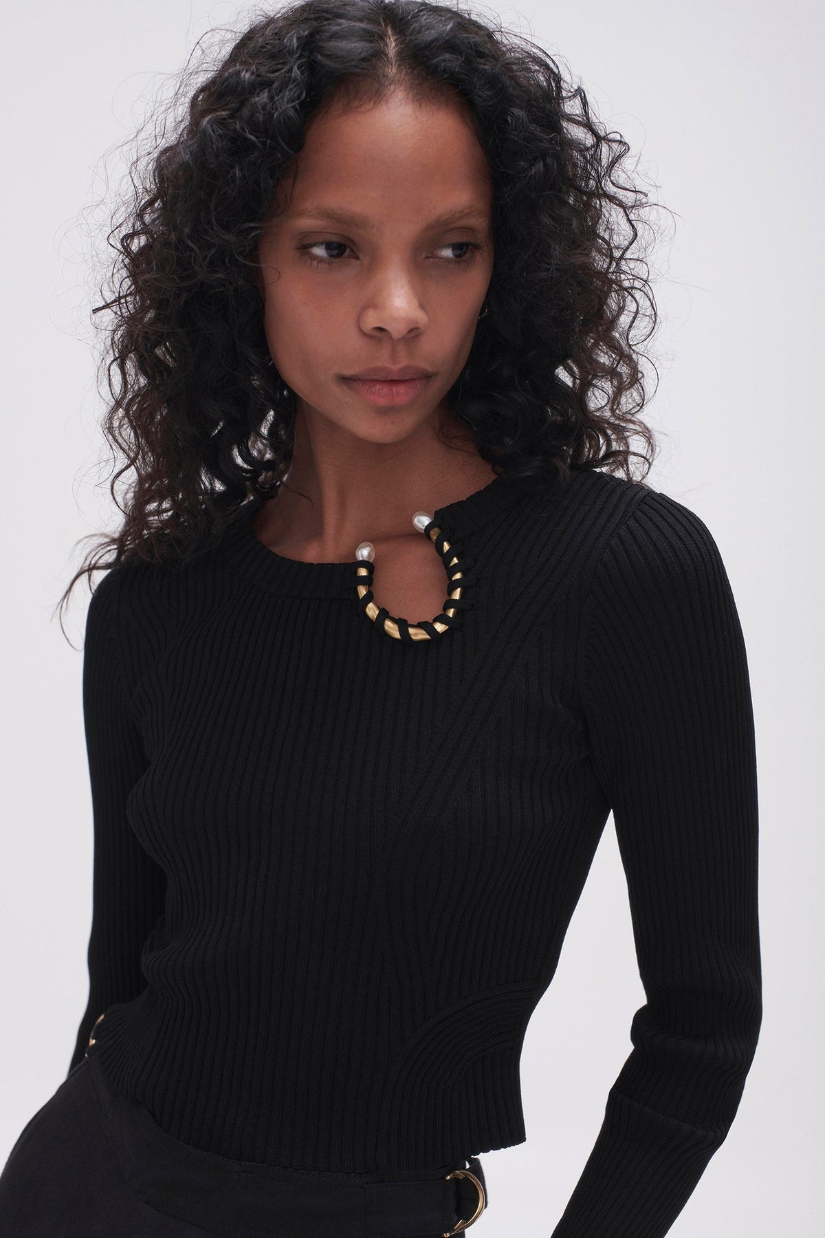 Women Crescent Knit Crop Top | Aje