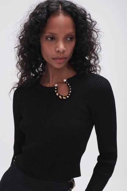 Women Crescent Knit Crop Top | Aje