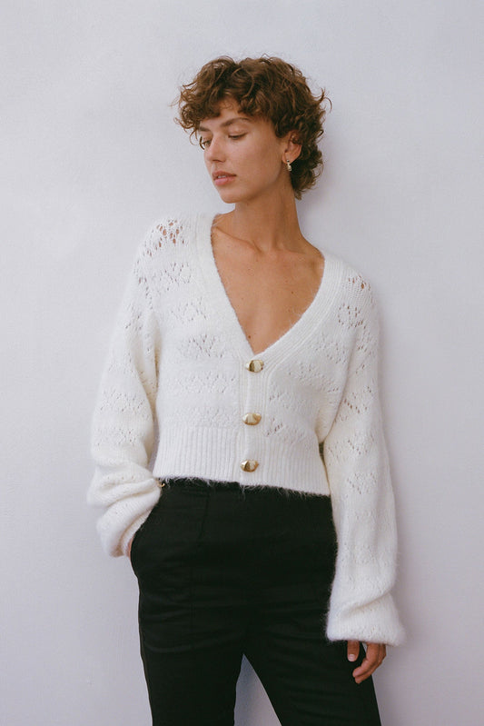 Women Grooves Lace Stitch Cardigan | Aje