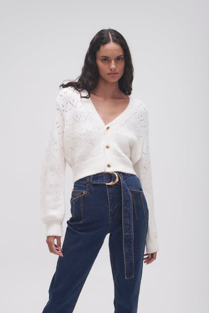 Women Grooves Lace Stitch Cardigan | Aje