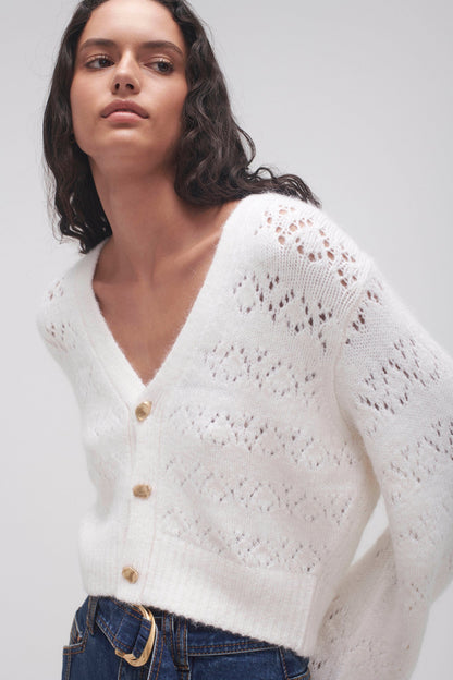 Women Grooves Lace Stitch Cardigan | Aje