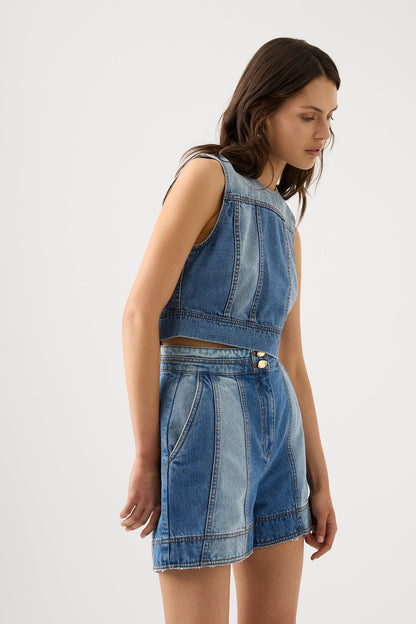Women Ines Panelled Denim Shorts | Aje