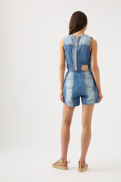 Women Ines Panelled Denim Shorts | Aje