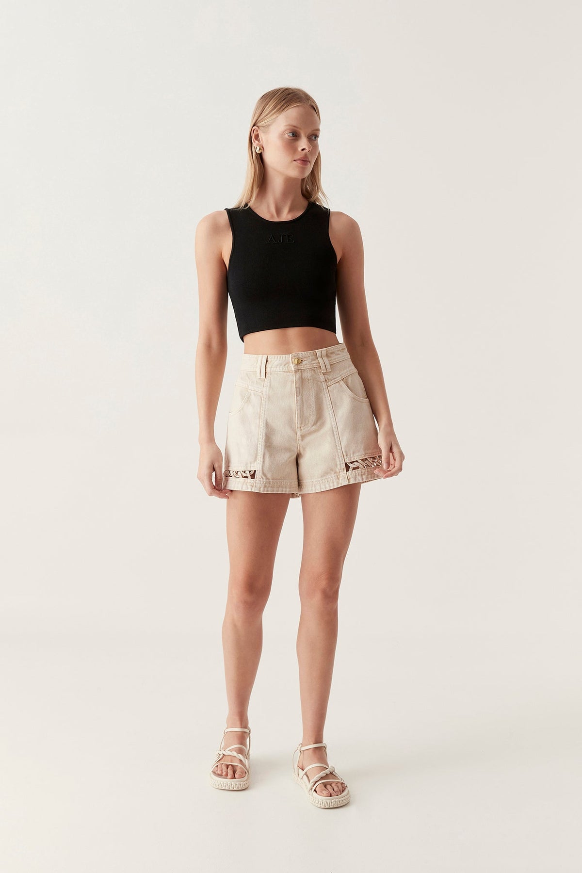 Women Effie Braided Denim Shorts | Aje