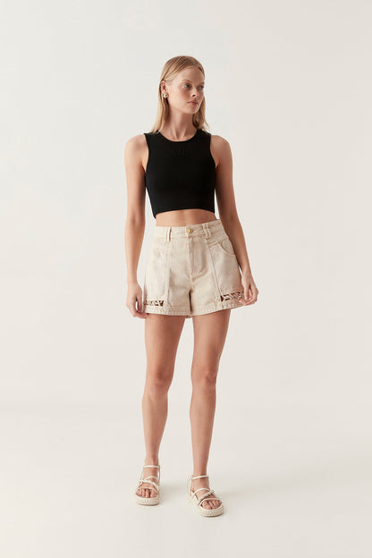 Women Effie Braided Denim Shorts | Aje