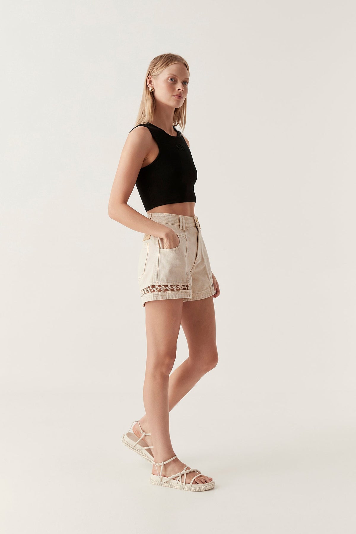 Women Effie Braided Denim Shorts | Aje