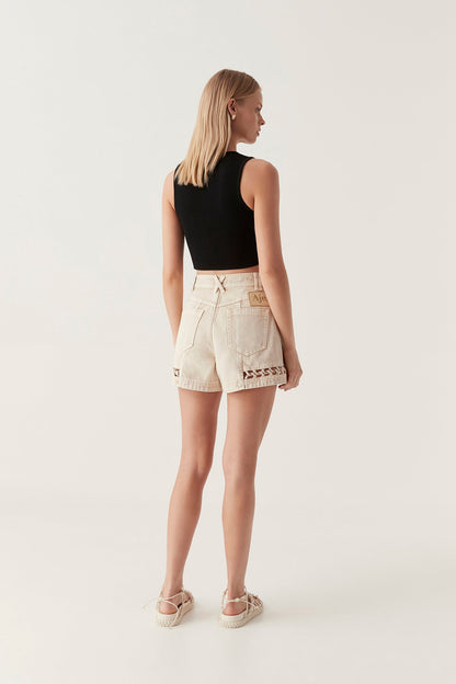 Women Effie Braided Denim Shorts | Aje