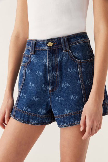 Women Ratio Logo Denim Shorts | Aje