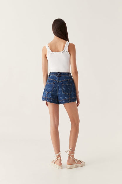 Women Ratio Logo Denim Shorts | Aje