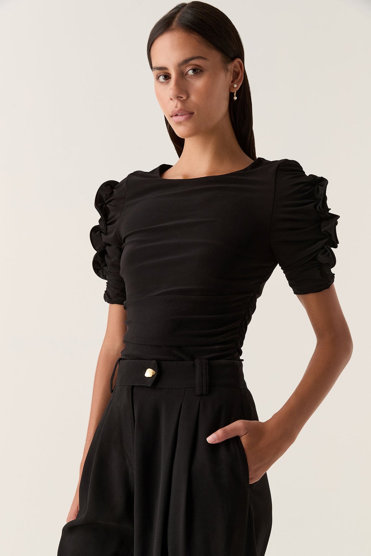 Women Elixir Gathered Jersey Top | Aje