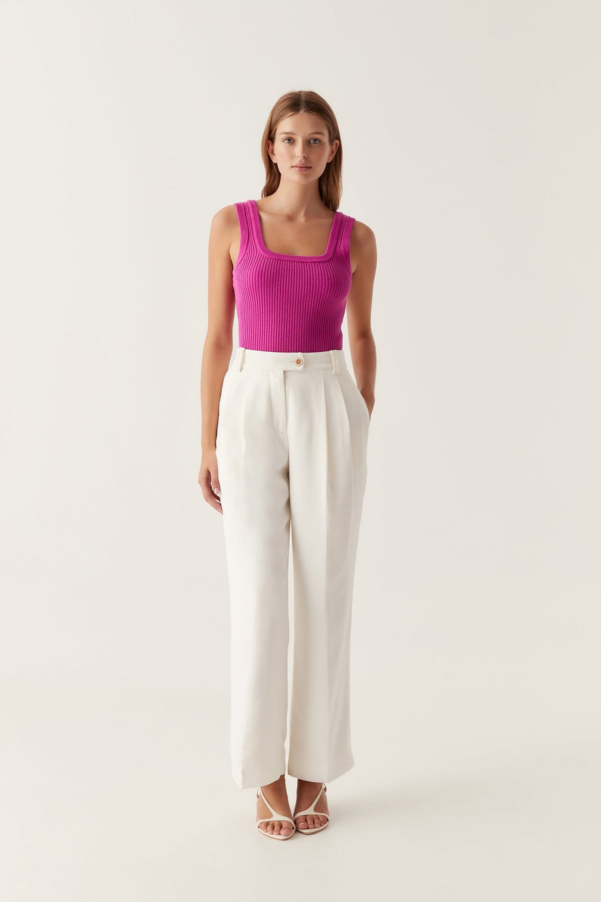 Women Bronte Scoop Neck Rib Tank | Aje