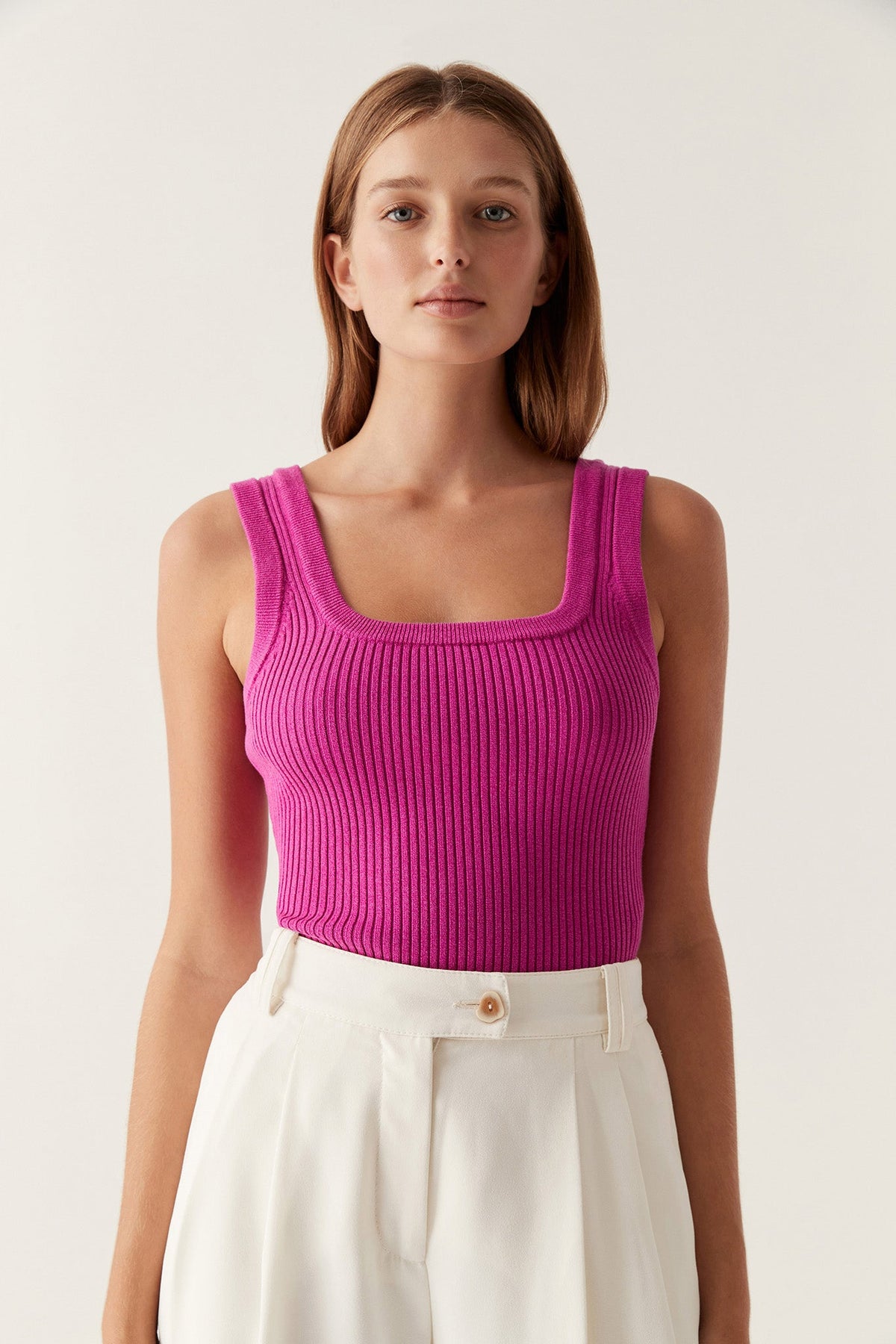 Women Bronte Scoop Neck Rib Tank | Aje