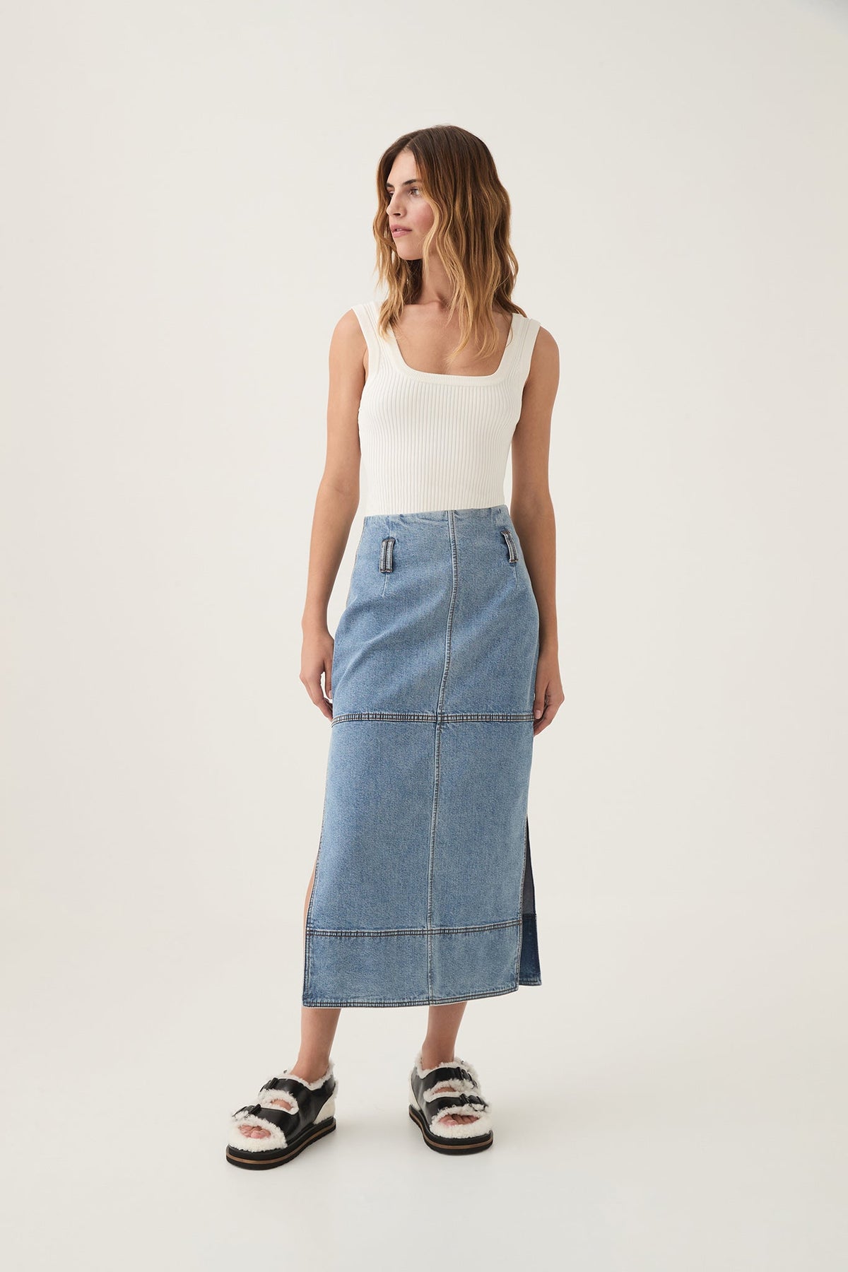 Women Bronte Scoop Neck Rib Tank | Aje