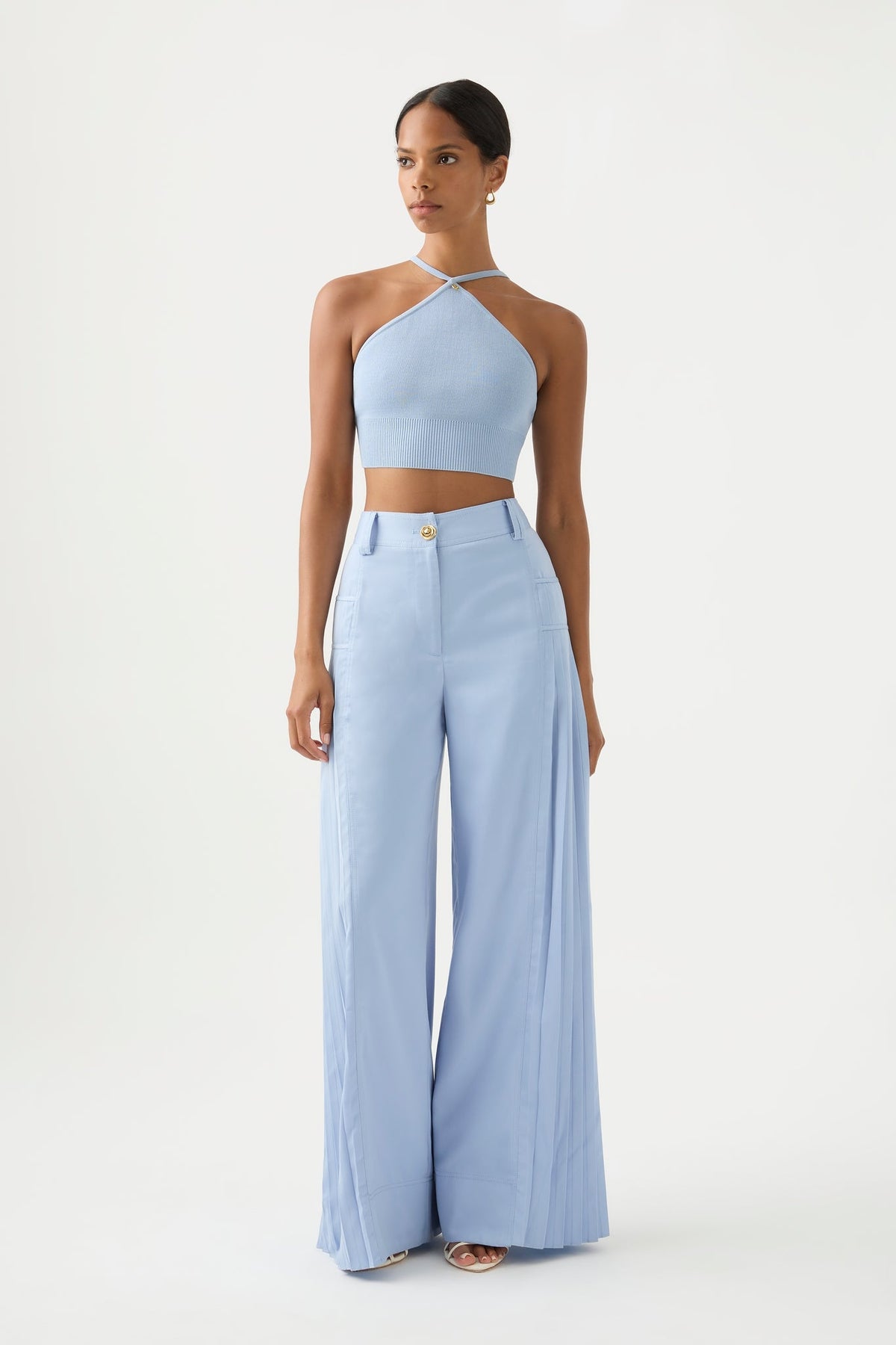 Women Xanthe Halter Knit Crop Top | Aje