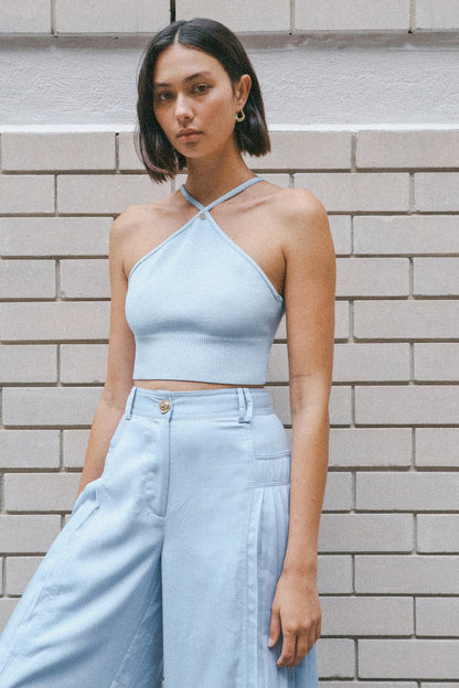 Women Xanthe Halter Knit Crop Top | Aje