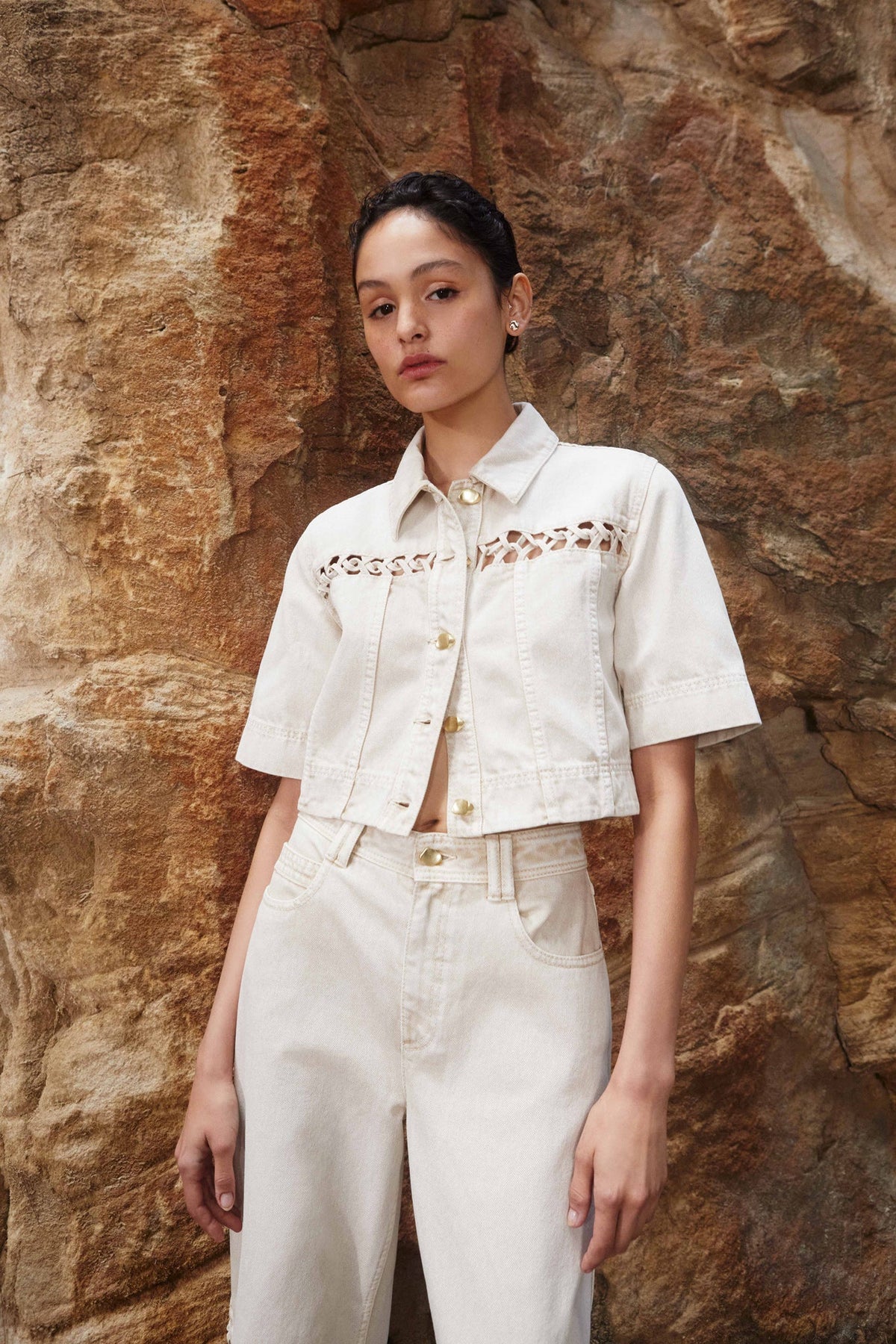 Women Effie Braided Denim Top | Aje